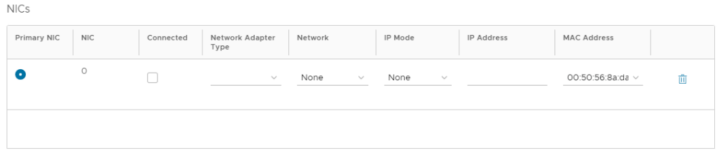 vCloud NIC configuration