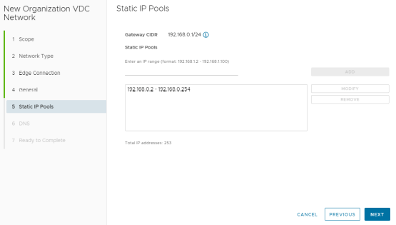 vCloud new vDC network 2